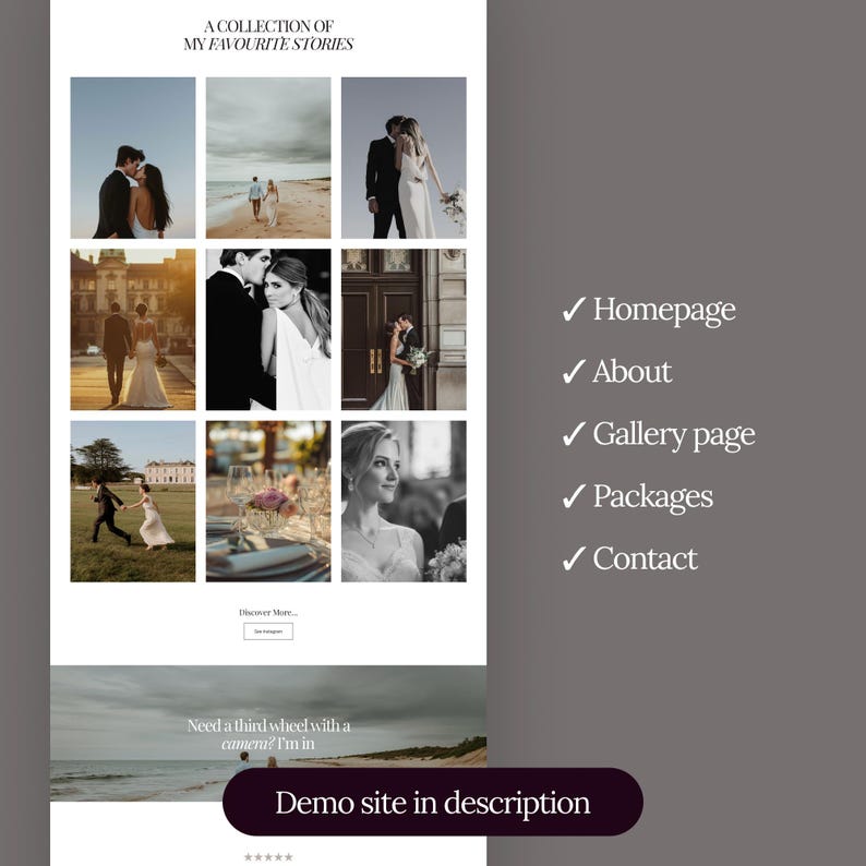 Minimalist Wedding Photographer Website Template Made in Wix Studio ...