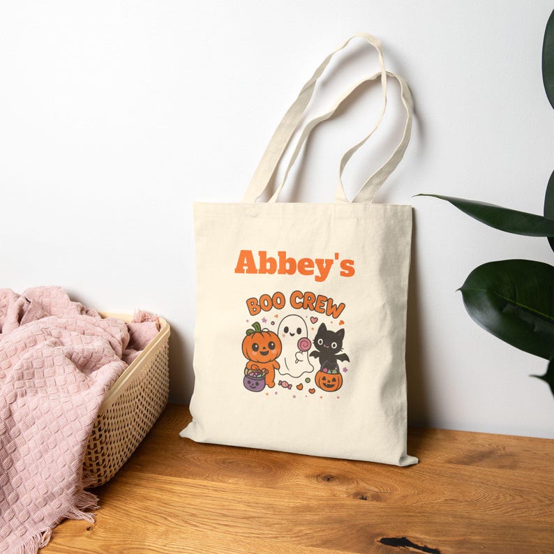 Boo Crew Halloween Tote Bag: Pumpkin, Ghost, Cat Design - Etsy Australia