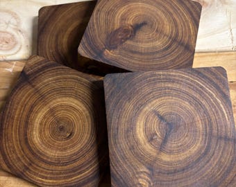 Handcrafted Reclaimed Cypress Coasters - Set of 4 - Beeswax Finish