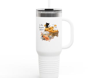 Cozy Fall Insulated Travel Mug, Cute Pumpkin Design, 40oz Halloween Mug, Perfect for Coffee Lovers, Ideal Gift for Autumn Celebrations
