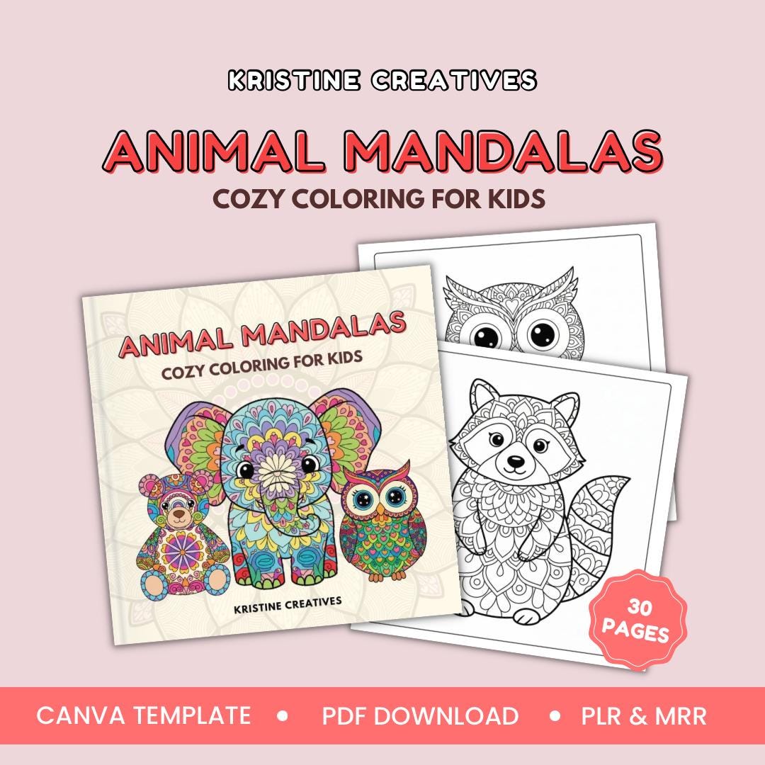 Animal Mandala Coloring Book for Kids 6–9 | Cozy Printable PDF - Etsy