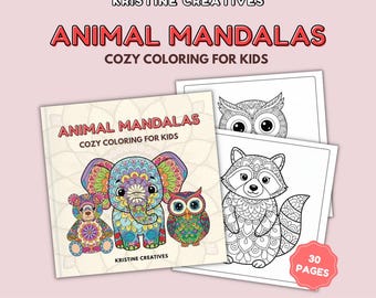 Animal Mandala Coloring Book for Kids 6–9 | Cozy Printable PDF - Etsy