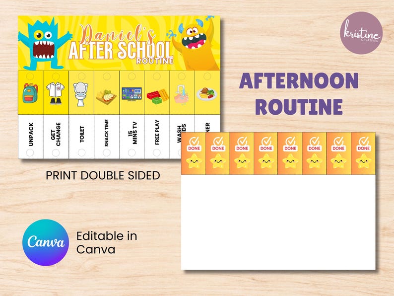 Kids Daily Routine Chart | Editable Flip Chart, Bedtime Checklist (PDF ...