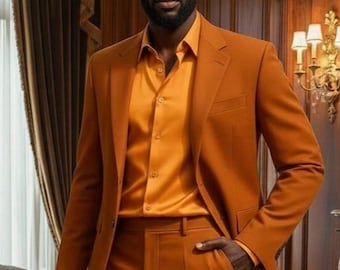Luxury Burnt Orange Suit for Men | Premium Two-Piece Set | Stylish Wedding & Formal Outfit | ALL Color Available | Gift For Him.