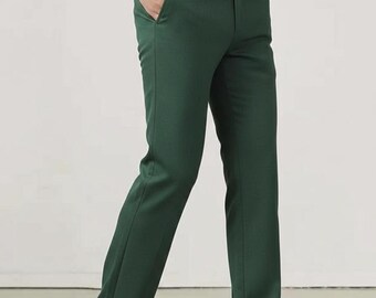 Men’s Dark Green Dress Pants Slim Fit Tailored Trousers | Classic Formal Office Wear Suit Pants for Business & Wedding, Perfect Gift For Him