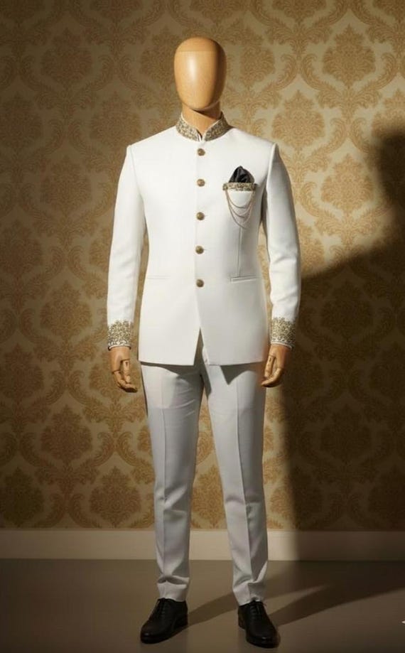 attire white wedding coat for groom