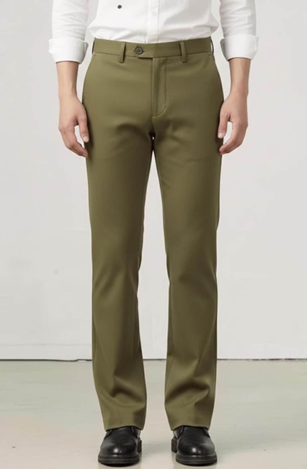 olive green dress slacks Twillory Men's Performance Pants - Olive - Trim Fit, Wrinkle-Resistant, 4-Way Stretch