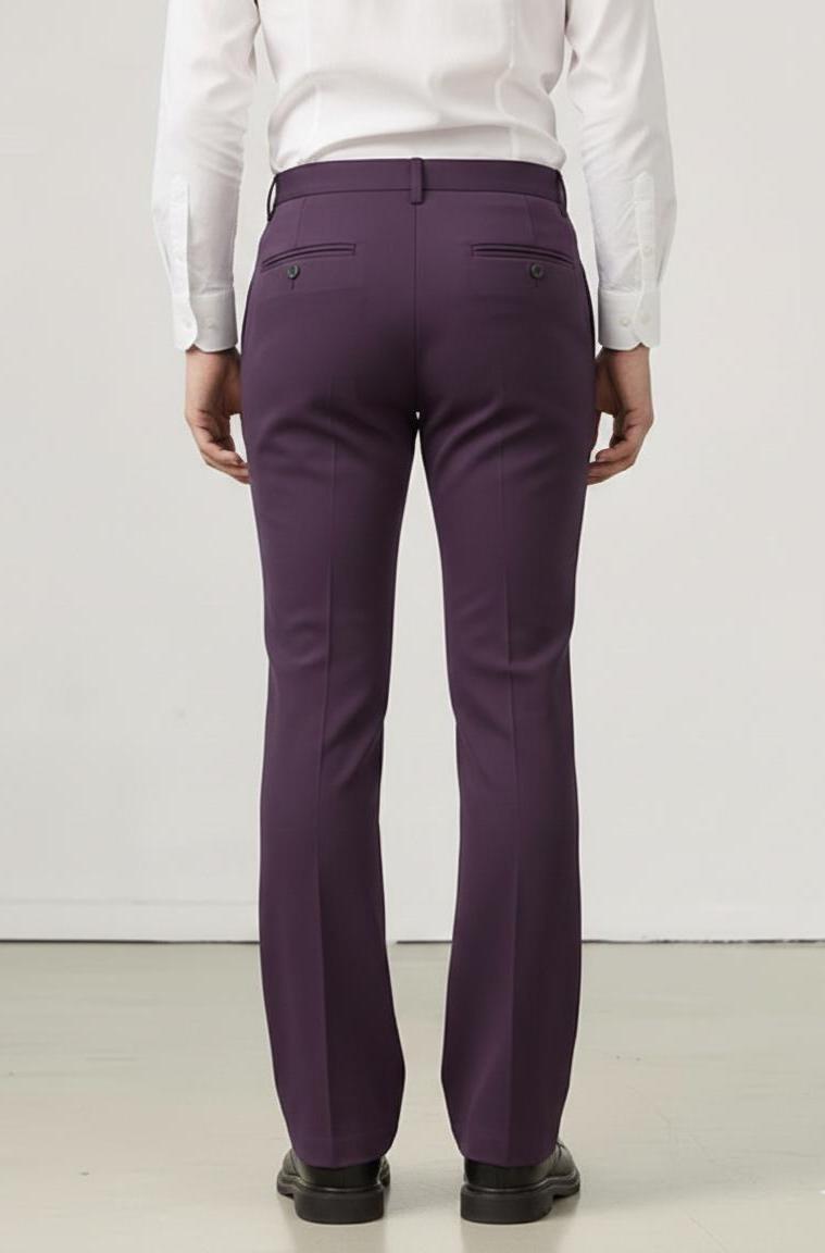 mens purple dress slacks Trouser 2025 Trousers Uk Men's Pants Trousers Flat Front PURPLE INDIGO CONCITOR No back pockets Purple Formal Pants | Slim