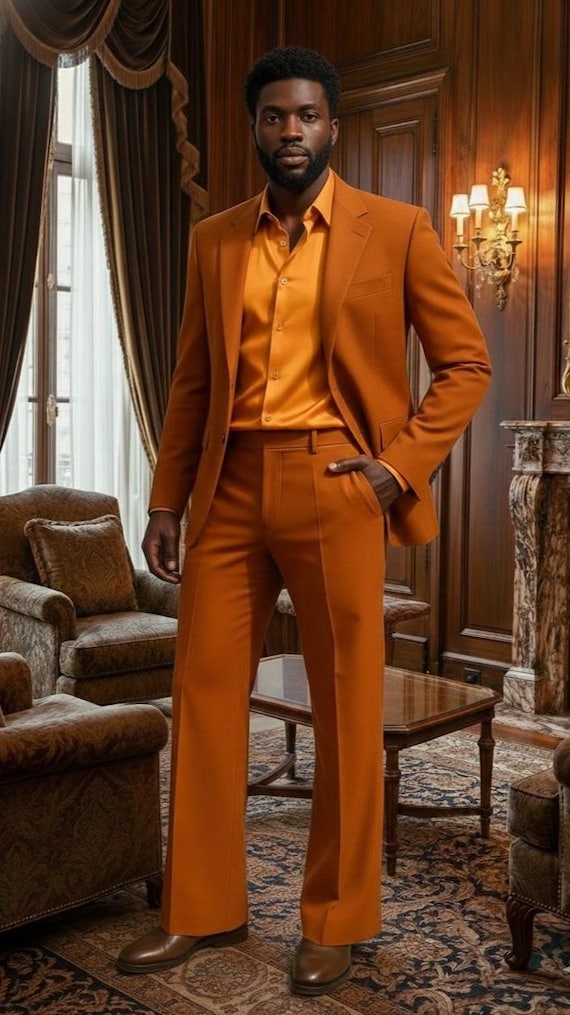 strapless open back dress Mens Pastel Orange Dress Shirt main image 1