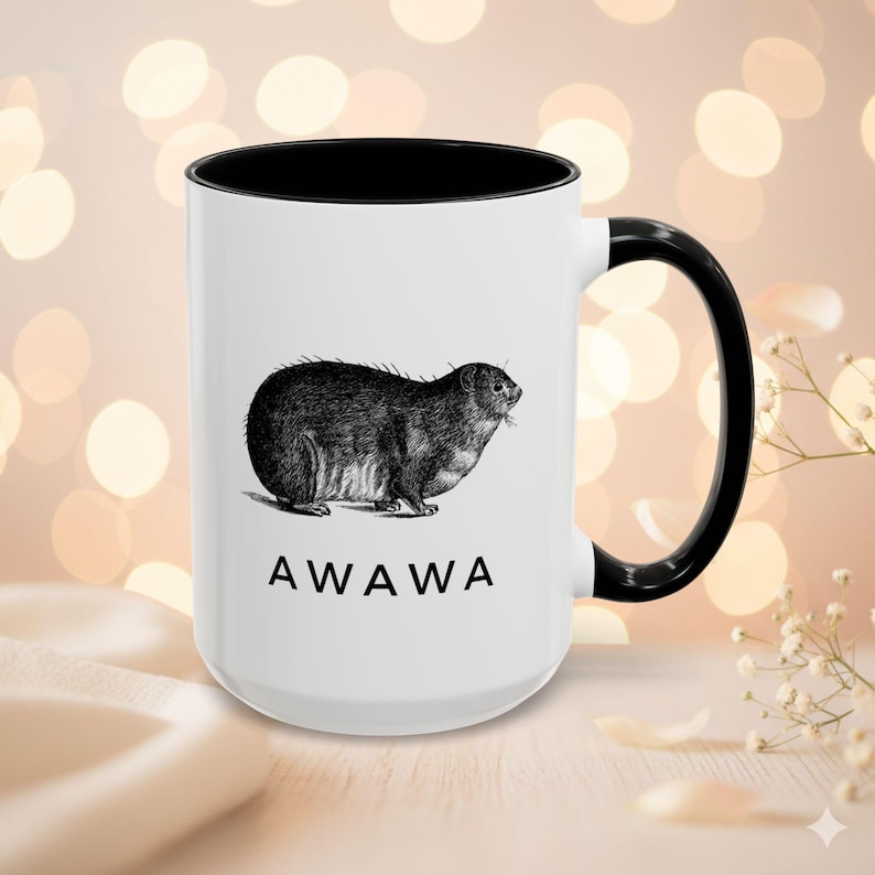 Awawa Rock Hyrax かわいいアクセントのコーヒーマグ、動物愛好家へのギフト 画像 2