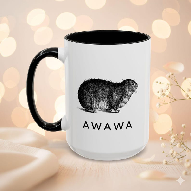 Awawa Rock Hyrax かわいいアクセントのコーヒーマグ、動物愛好家へのギフト 画像 1