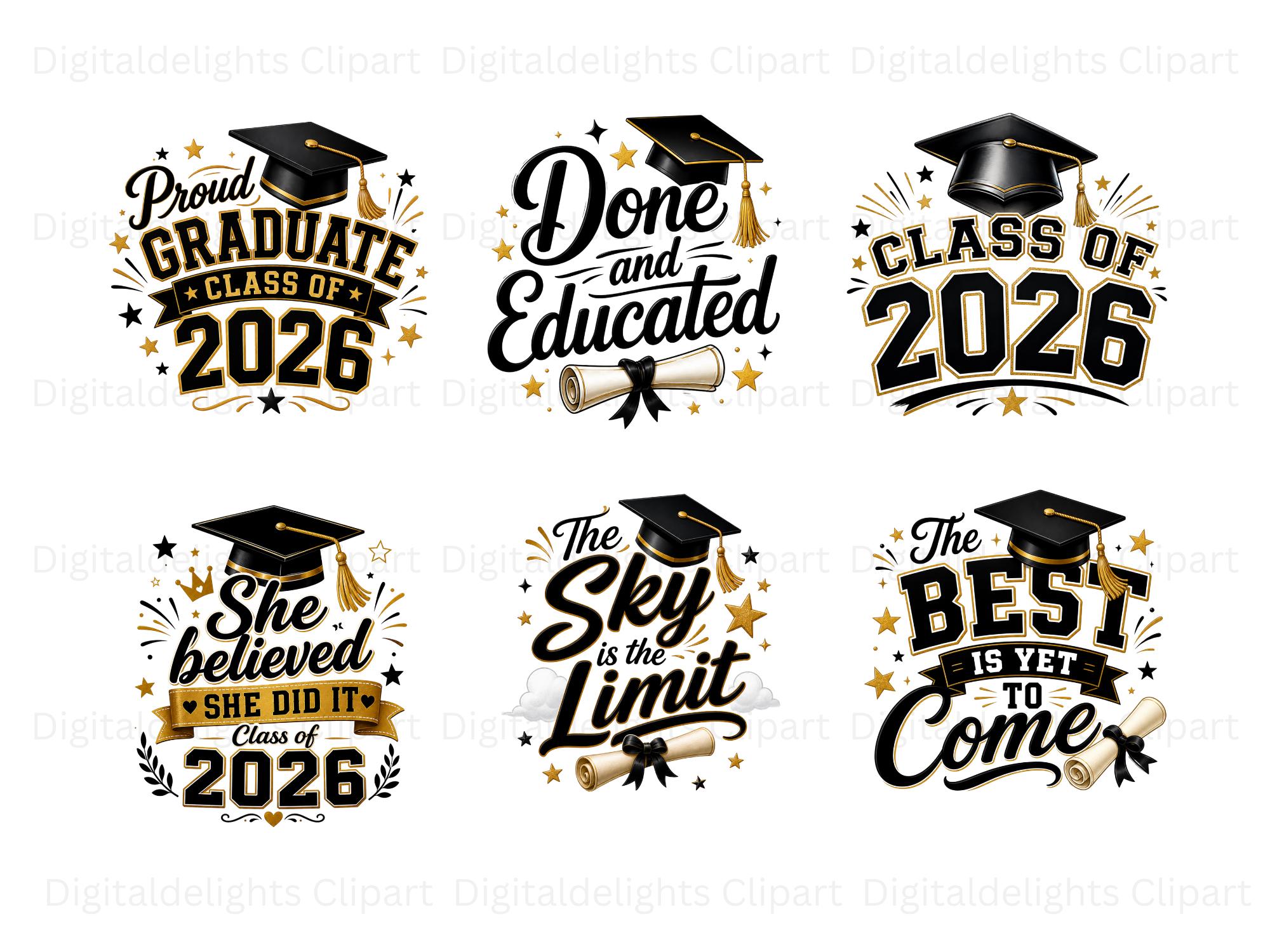 Graduation Clipart Bundle | Class of 2026 Clipart | Senior Grad ...