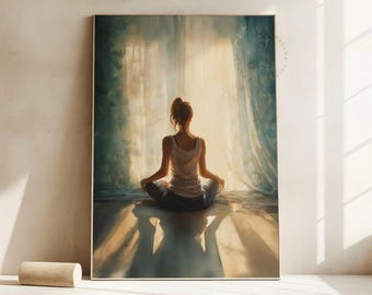 Calm Lotus Pose Watercolor Print – Zen Yoga Wall Art (Digital Download)