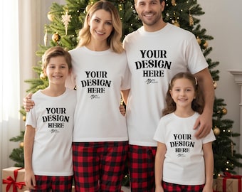 Julfamiljskjorta mockup-paket Julmockup-grupp