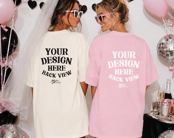 Comfort Colors Ivory Blossom 1717 Back View Mockup Bachelorette Bride Party Bridal Matching Mockups