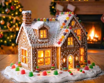 Gingerbread House Printable Pattern Template Christmas Decor