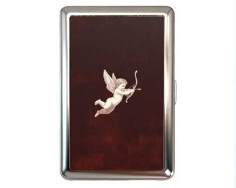 Vintage Metal Card Holder Cupid Wallet Tin Box – Angel Cigarette Case Business Card, ID & Small Trinket Case