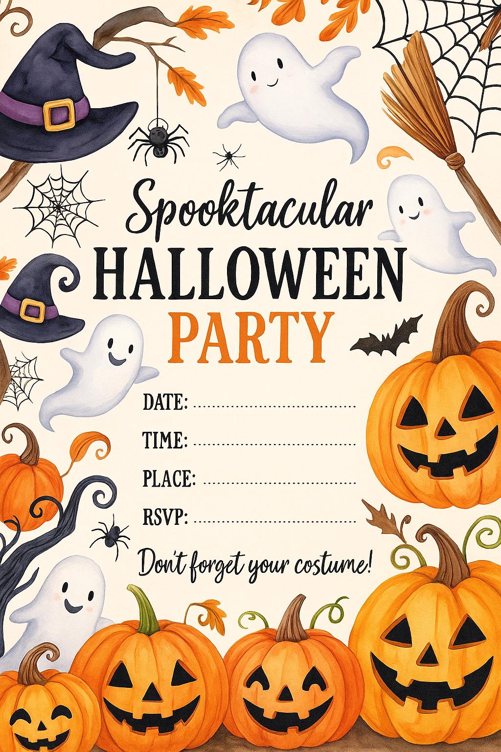 Spooktacular Halloween Party Invitation | Printable Digital Invite ...
