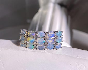 Triple Row Fire Glow Band 925 Silver Adjustable or Fixed