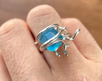 Organic Aquamarine Statement, 925 Silver