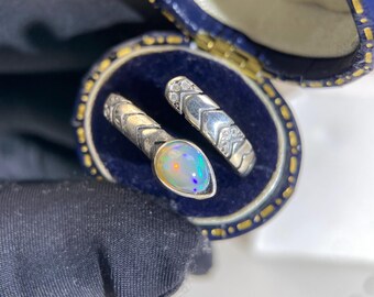 Opal Sterling Silver Snake Ring – Boho Tribal Wrap Band