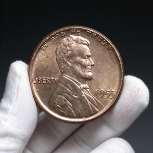 Replika av Lincoln Wheat Penny från 1955, i felstil med dubbel die-design, vintage hyllningssamlarobjekt, dekoration för hemmakontoret, present till honom
