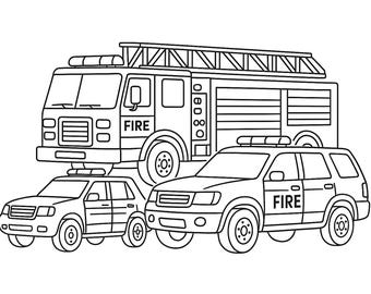 10 Firefighter collection Coloring Pages for Kids