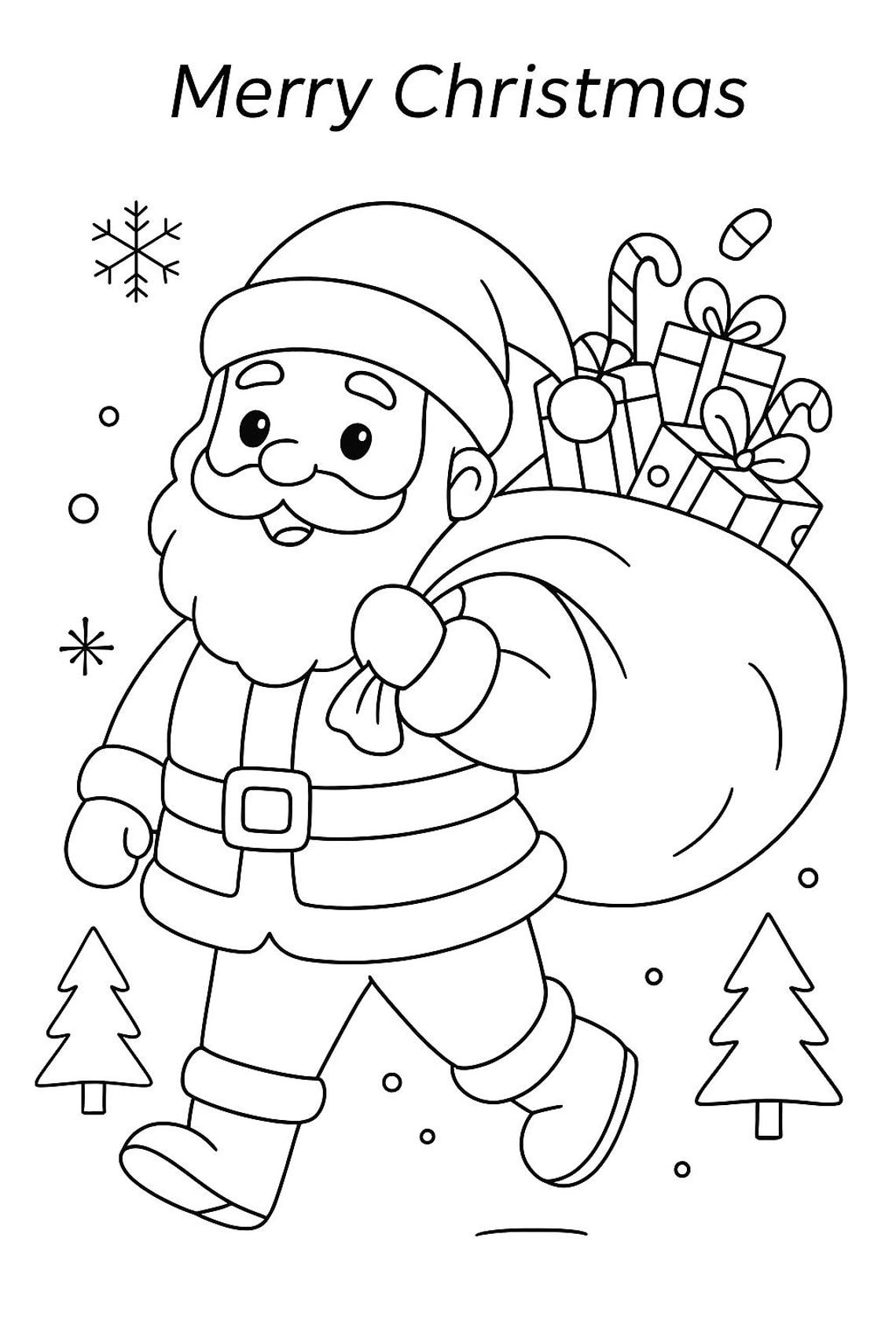 Santa Claus and Friends Carrying Gifts Coloring 5 Page - Etsy