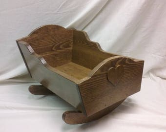 wooden doll bassinet