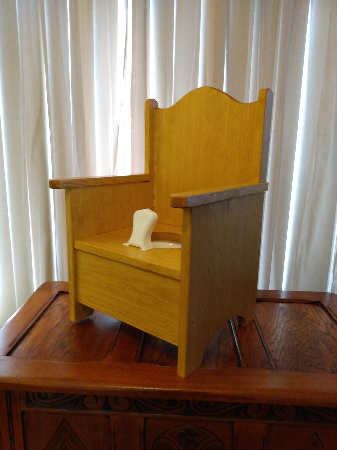 Classic wooden potty chair with tray Etsy