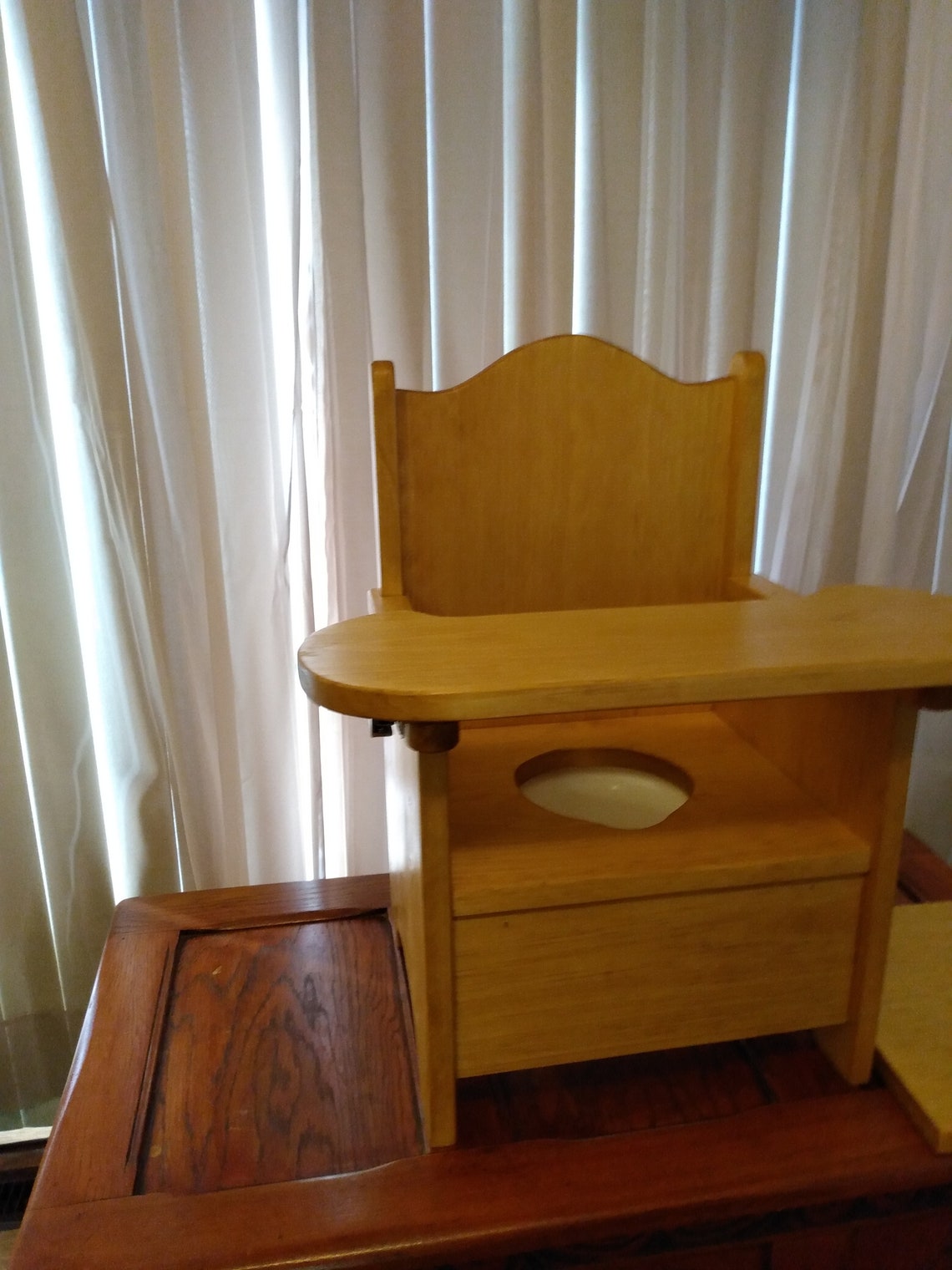 Classic wooden potty chair with tray Etsy
