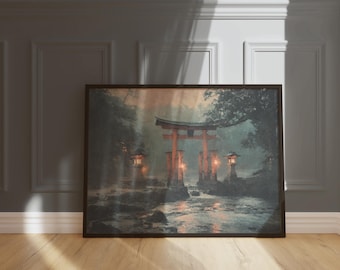 Evening Torii Gate Painting | Shinto art | High museum grade poster | 500+ DPI | Independent art