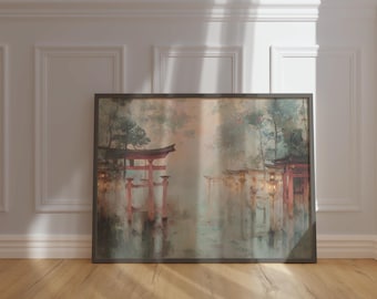 Ancient Torii Gate watercolor Painting | Shinto art | High museum grade poster | 500+ DPI | Independent art