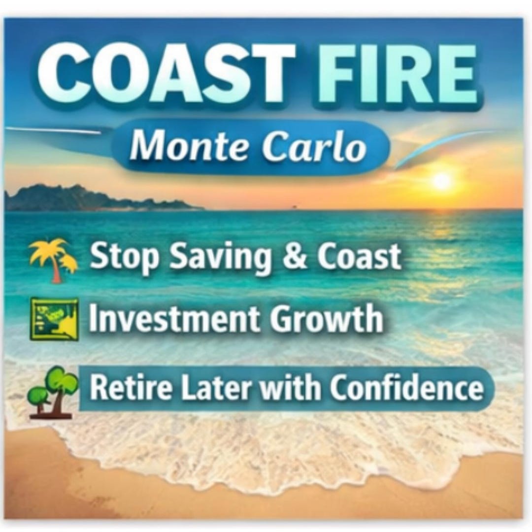 Coast FIRE Calculator Spreadsheet, Pay Cut Survival Planner, Monte ...