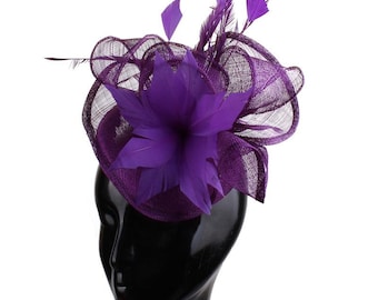 Feather Sinamay Fascinator Derby Fascinator Cocktail Hat
