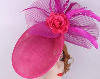 Flower Fascinator Hat: Handmade Sinamay Derby Headband with Clip