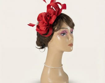 VTG 50s Smartwear by Emma Lange Velvet Floral Cocktail Hat Burgundy One Size USA Vintage Kaufmann De Suisse 18K Gold Moonstone Wide Br… - Gem main image 4