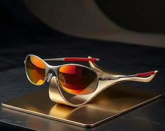 Oakley Tightrope Orange Red Lens sunglasses | Metal Frame unisex Sunglasses | UV400