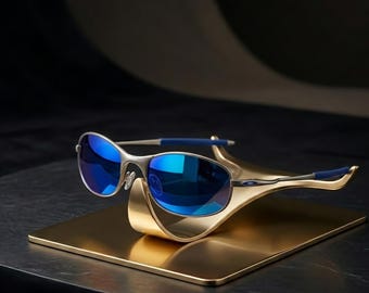 Oakley Tightrope Blue Lens sunglasses | Metal Frame unisex Sunglasses | UV400