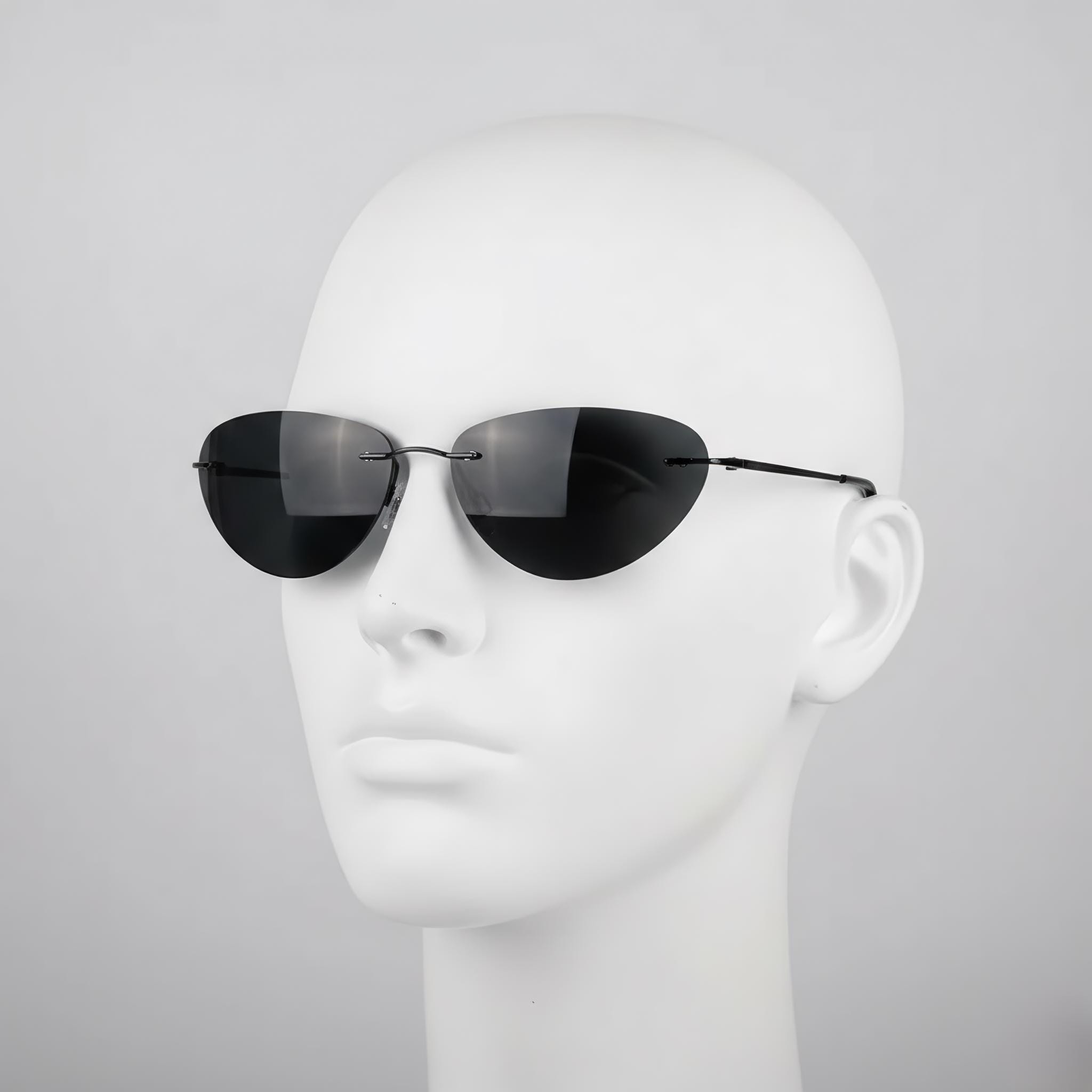 Matrix Inspired Rimless Sunglasses – Neo Polarized Shades 