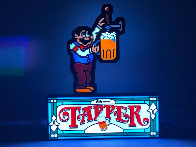 Tapper Arcade LED Lighted Sign, 3D Printed and Handmade, Home Office ...