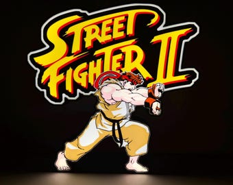Street Fighter II Arcade LED Lighted Sign with remote, 3D Printed and handmade, 1980's nostalgia, home or office ready.