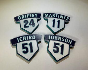 Mariners Hall of Fame Magnets: Griffey, Ichiro, Martinez, Johnson - 3D Printed Set