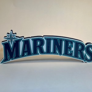 Seattle Mariners Home jersey logo sign. 2025 AL West Division Champions. 3D Printed sign for home, office, She-Shed, or Mancave. 14" long.