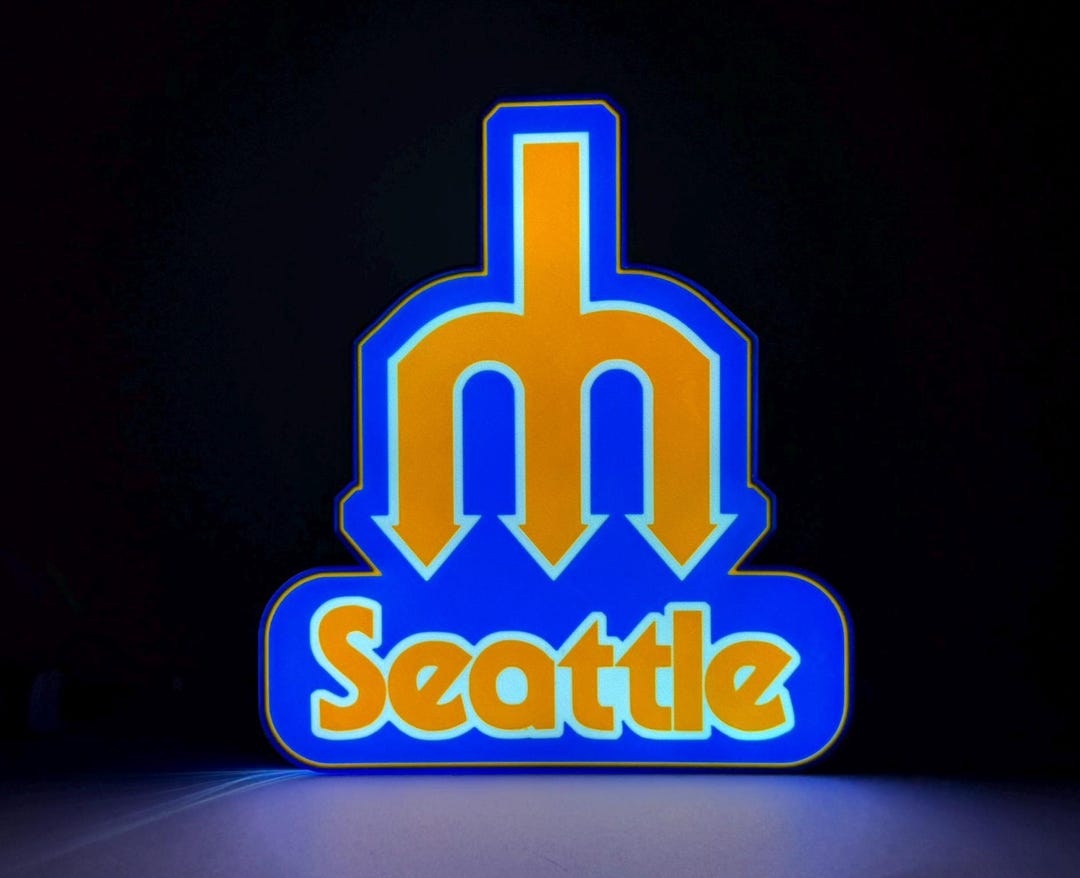 Seattle Mariners Led Sign Seattle Mariners LED Lighted Sign. 3D Printed and Handmade, Home Office ...