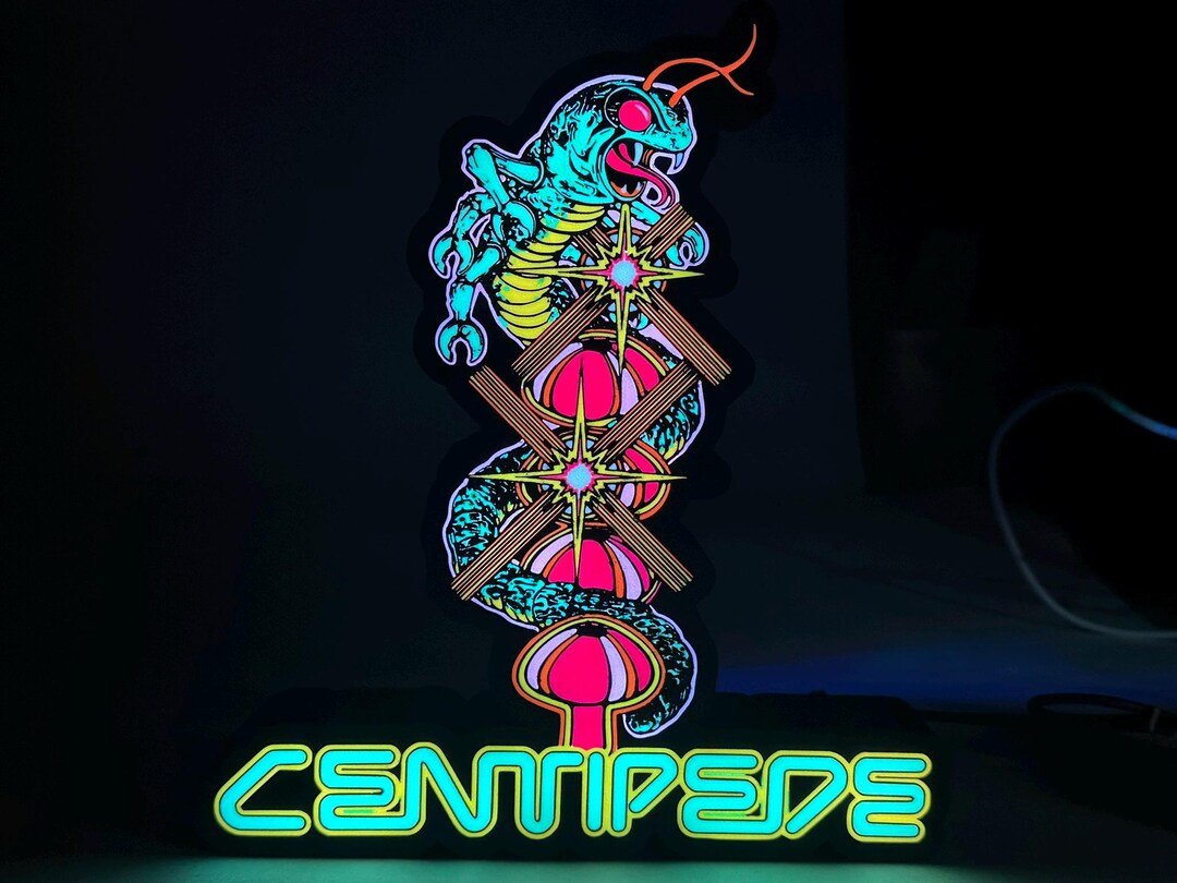 Centipede LED Lighted Sign With Remote, Retro Arcade Collectible, 3D ...
