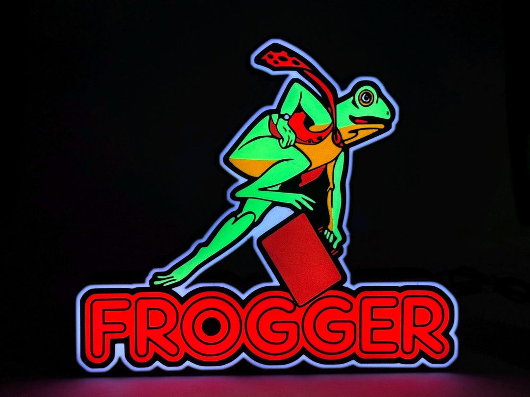 Frogger Game Sign Frogger LED Lighted Sign With Remote, Retro Arcade Collectible, 3D ...