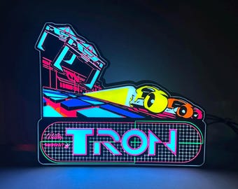 TRON Arcade LED Lighted Sign, 3D Printed and handmade, home office/mancave/she-shed ready.