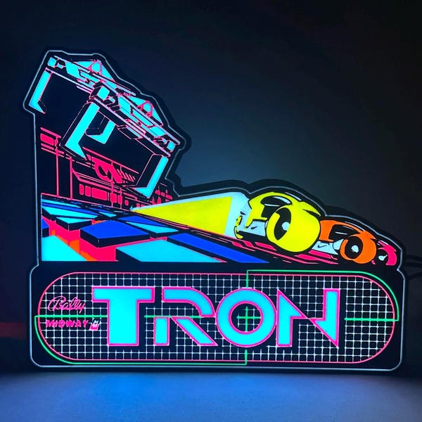 TRON Arcade LED Lighted Sign, 3D Printed and handmade, home office/mancave/she-shed ready.
