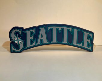 Seattle Mariners Away jersey logo sign. 2025 AL West Division Champions. 3D Printed sign for home, office, She-Shed, or Mancave. 14" long.